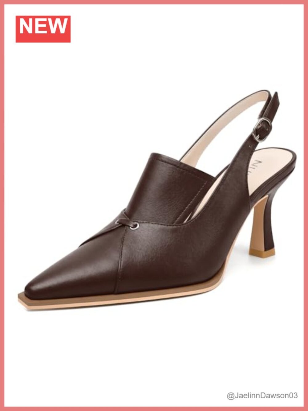 Women Slingback Heels Faux Leather Kitten Heels Pointed Toe Pumps Dress Shoes